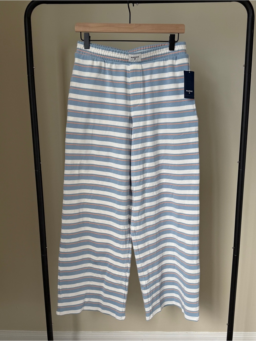 Parke x Target High-Rise Boxer Knit Pants in Blue and Orange Stripe